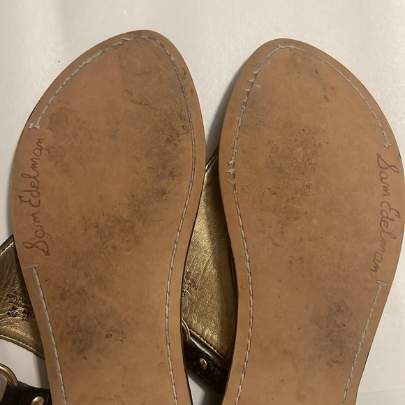 Sam Edelman Greta Black Leather Thong Sandals | Size 10M | Boho Gold Hardware - Picture 13 of 13